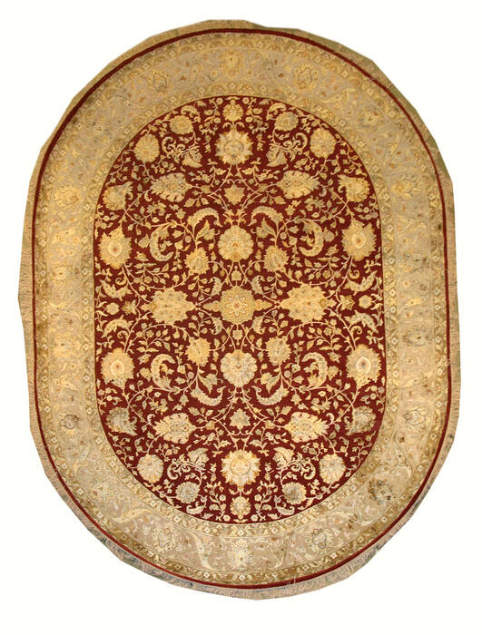 Jaipur Red Oval Hand Knotted 83 X 116  Area Rug 901-75788 Image 0