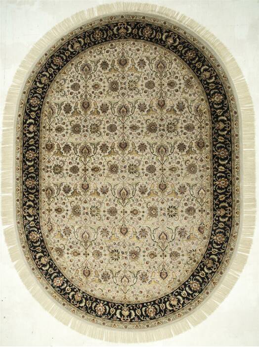 Jaipur White Oval Hand Knotted 83 X 116  Area Rug 901-75790 Image 0