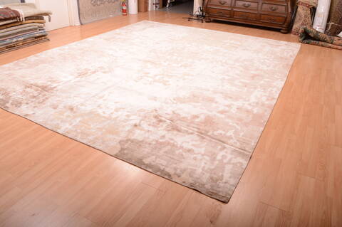 Modern Beige Hand Knotted 1111 X 1410  Area Rug 100-75841 Image 10