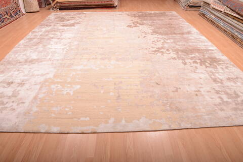 Modern Beige Hand Knotted 1111 X 1410  Area Rug 100-75841 Image 23