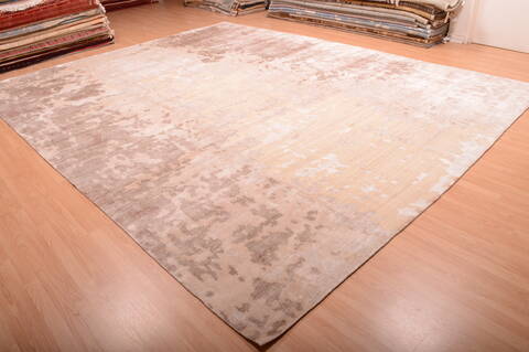 Modern Beige Hand Knotted 1111 X 1410  Area Rug 100-75841 Image 24