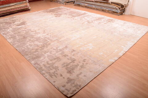 Modern Beige Hand Knotted 1111 X 1410  Area Rug 100-75841 Image 25