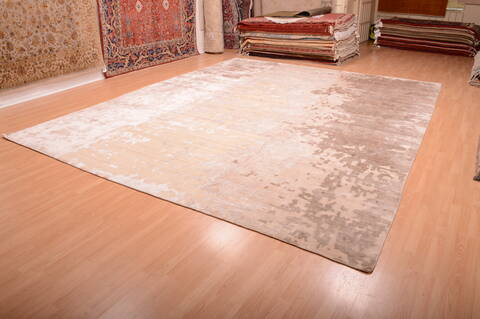 Modern Beige Hand Knotted 1111 X 1410  Area Rug 100-75841 Image 27
