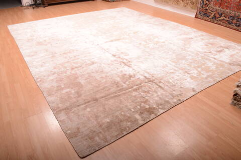 Modern Beige Hand Knotted 1111 X 1410  Area Rug 100-75841 Image 4