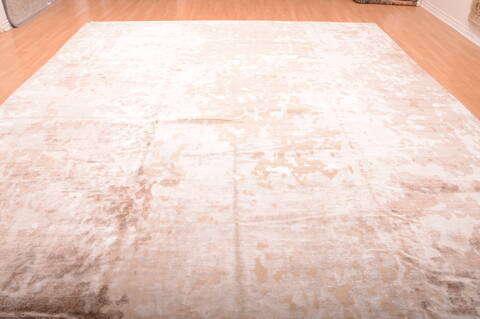 Modern Beige Hand Knotted 1111 X 1410  Area Rug 100-75841 Image 5