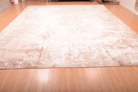 Modern Beige Hand Knotted 1111 X 1410  Area Rug 100-75841 Image 6