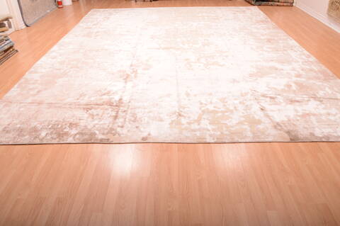 Modern Beige Hand Knotted 1111 X 1410  Area Rug 100-75841 Image 7
