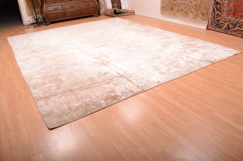 Modern Beige Hand Knotted 1111 X 1410  Area Rug 100-75841 Image 8