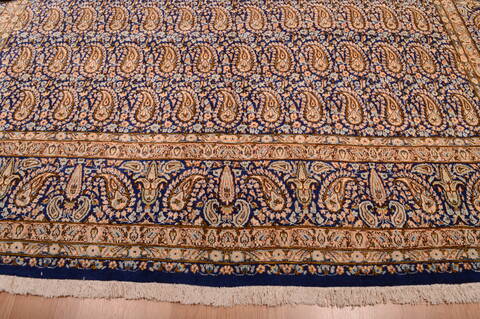 Kerman Blue Hand Knotted 99 X 140  Area Rug 100-75891 Image 12