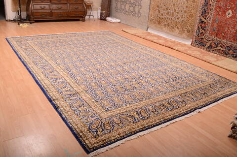 Kerman Blue Hand Knotted 99 X 140  Area Rug 100-75891 Image 1