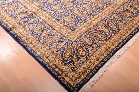 Kerman Blue Hand Knotted 99 X 140  Area Rug 100-75891 Image 2