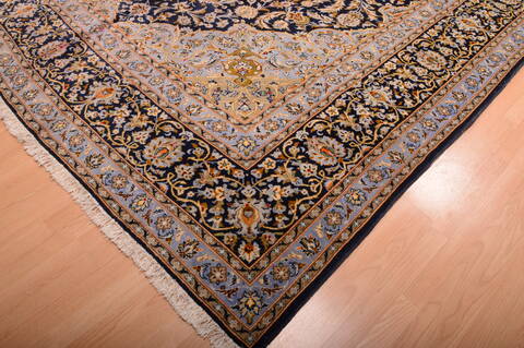 Kashan Blue Hand Knotted 98 X 175  Area Rug 100-75971 Image 7