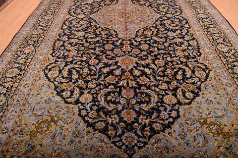 Kashan Blue Hand Knotted 98 X 175  Area Rug 100-75971 Image 8