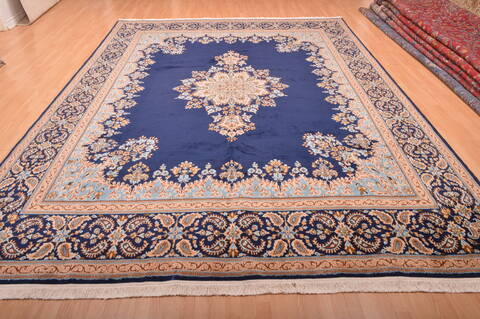 Kerman Blue Hand Knotted 910 X 137  Area Rug 100-75980 Image 10