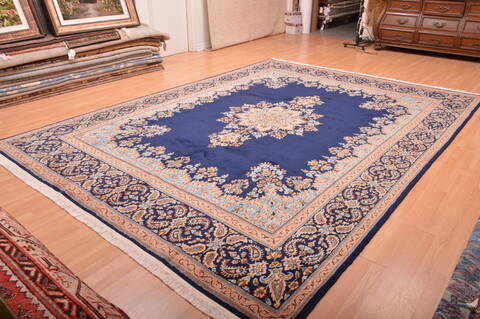 Kerman Blue Hand Knotted 910 X 137  Area Rug 100-75980 Image 12