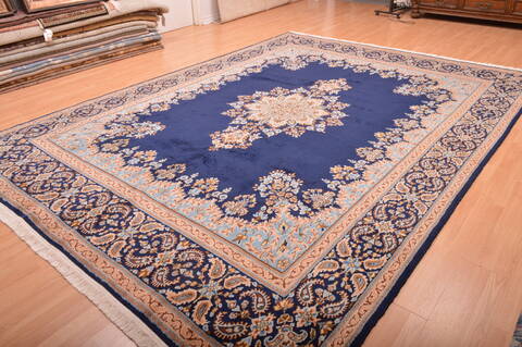 Kerman Blue Hand Knotted 910 X 137  Area Rug 100-75980 Image 13