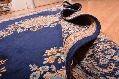 Kerman Blue Hand Knotted 910 X 137  Area Rug 100-75980 Image 2