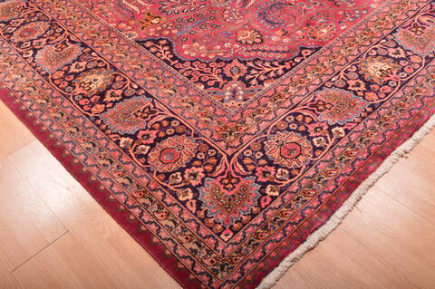 Mashad Red Hand Knotted 102 X 131  Area Rug 100-75985 Image 10