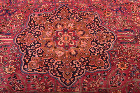 Mashad Red Hand Knotted 102 X 131  Area Rug 100-75985 Image 13