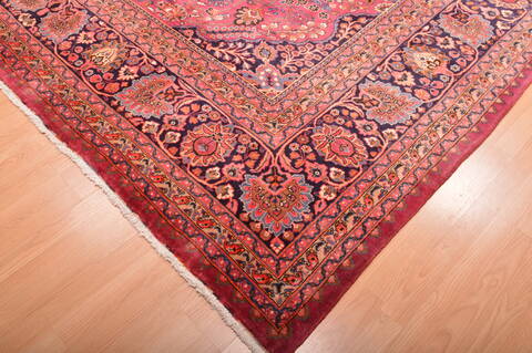 Mashad Red Hand Knotted 102 X 131  Area Rug 100-75985 Image 14