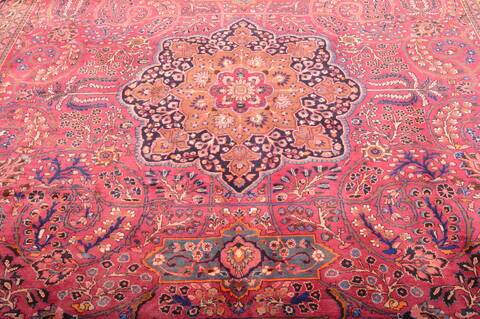 Mashad Red Hand Knotted 102 X 131  Area Rug 100-75985 Image 16