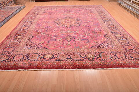 Mashad Red Hand Knotted 102 X 131  Area Rug 100-75985 Image 1