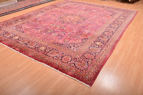 Mashad Red Hand Knotted 102 X 131  Area Rug 100-75985 Image 2