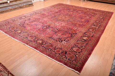 Mashad Red Hand Knotted 102 X 131  Area Rug 100-75985 Image 4