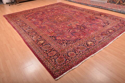 Mashad Red Hand Knotted 102 X 131  Area Rug 100-75985 Image 5