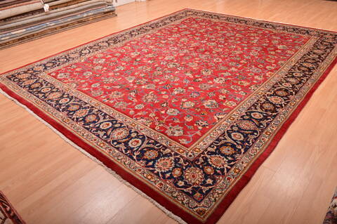 Mashad Red Hand Knotted 100 X 1210  Area Rug 100-75990 Image 6