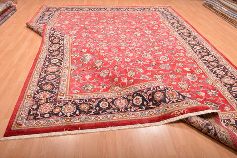 Mashad Red Hand Knotted 100 X 1210  Area Rug 100-75990 Image 9
