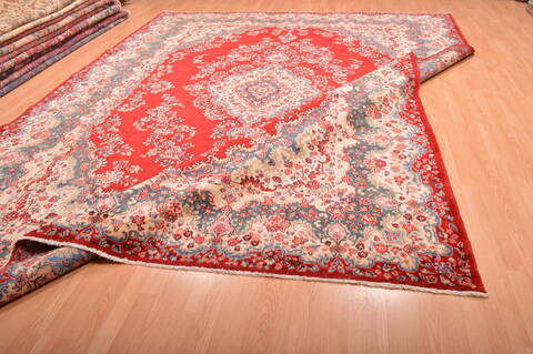 Hamedan Red Hand Knotted 106 X 138  Area Rug 100-76014 Image 12