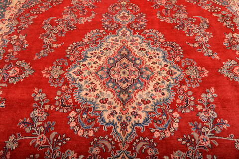 Hamedan Red Hand Knotted 106 X 138  Area Rug 100-76014 Image 15