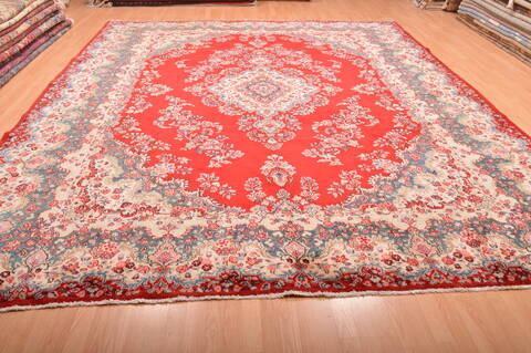 Hamedan Red Hand Knotted 106 X 138  Area Rug 100-76014 Image 1