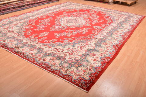 Hamedan Red Hand Knotted 106 X 138  Area Rug 100-76014 Image 2