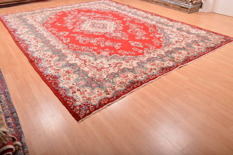Hamedan Red Hand Knotted 106 X 138  Area Rug 100-76014 Image 3