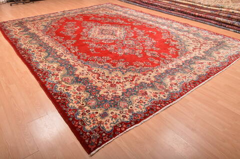 Hamedan Red Hand Knotted 106 X 138  Area Rug 100-76014 Image 5