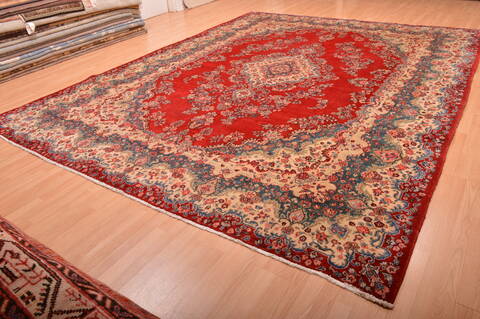 Hamedan Red Hand Knotted 106 X 138  Area Rug 100-76014 Image 6
