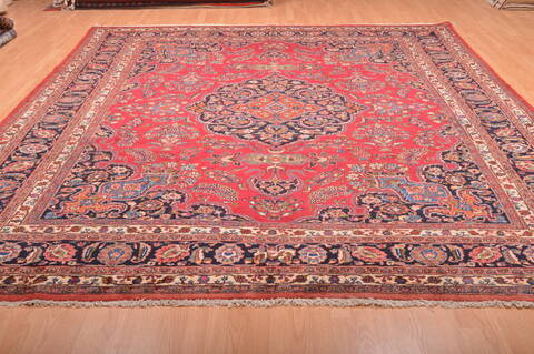 Mashad Red Hand Knotted 97 X 1111  Area Rug 100-76046 Image 1