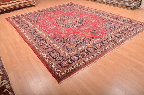 Mashad Red Hand Knotted 97 X 1111  Area Rug 100-76046 Image 3