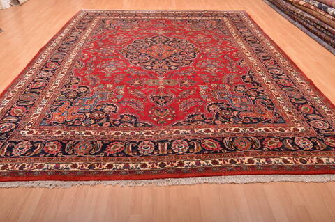 Mashad Red Hand Knotted 97 X 1111  Area Rug 100-76046 Image 4