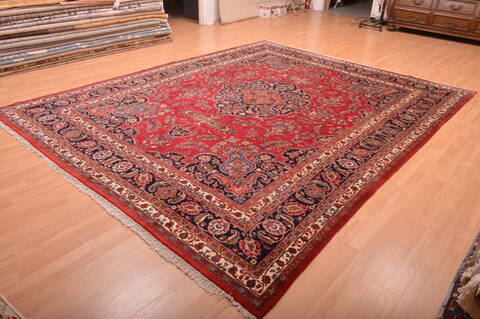 Mashad Red Hand Knotted 97 X 1111  Area Rug 100-76046 Image 6
