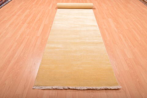 Modern Beige Runner Hand Knotted 34 X 155  Area Rug 100-76047 Image 13