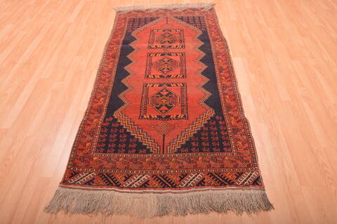 Khan Mohammadi Blue Runner Hand Knotted 35 X 70  Area Rug 100-76110 Image 1
