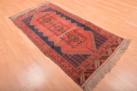 Khan Mohammadi Blue Runner Hand Knotted 35 X 70  Area Rug 100-76110 Image 5