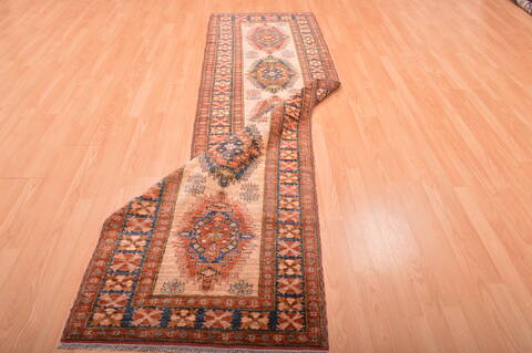 Chobi Beige Runner Hand Knotted 211 X 92  Area Rug 100-76190 Image 13