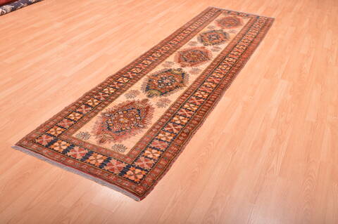 Chobi Beige Runner Hand Knotted 211 X 92  Area Rug 100-76190 Image 2