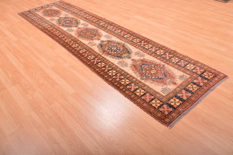 Chobi Beige Runner Hand Knotted 211 X 92  Area Rug 100-76190 Image 3
