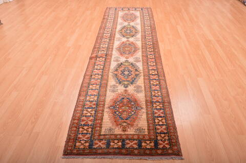 Chobi Beige Runner Hand Knotted 211 X 92  Area Rug 100-76190 Image 4