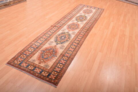 Chobi Beige Runner Hand Knotted 211 X 92  Area Rug 100-76190 Image 5